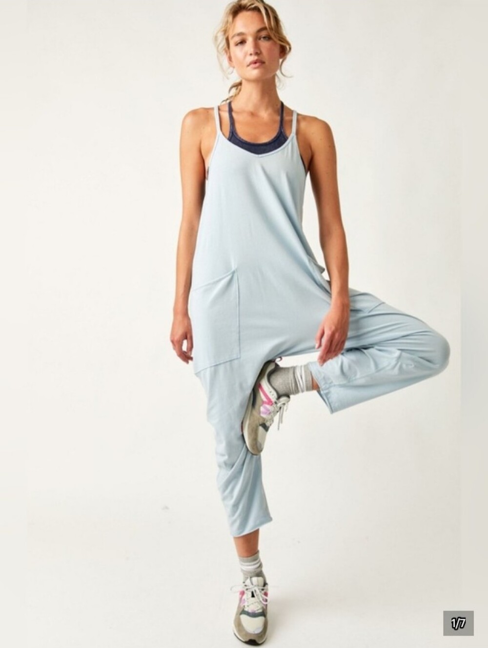 Free People Movement Hot Shot Onesie Jumpsuit Mediterranean Blue Small Overalls